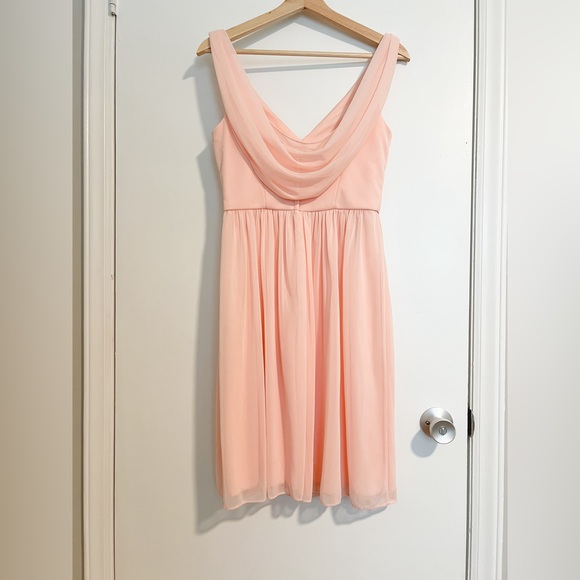 David’s Bridal short mesh bridesmaid dress with cowl back. Bellini size 6 - Picture 2 of 5